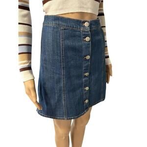 Stylish Denim A-Line Skirt with Button Detail